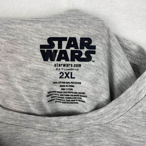 Star Wars Baby Yoda Graphic T-Shirt Adult Size 2XL Gray Crewneck Short Sleeve - Picture 6 of 6